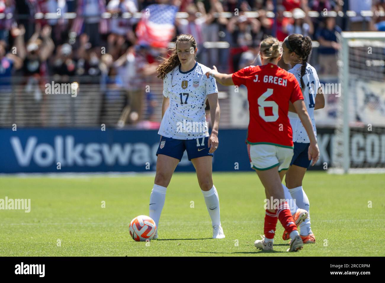 États-Unis. 09 juillet 2023. PayPal Park, San Jose, 9 juillet 2023 : Andi Sullivan (17 États-Unis) en action lors d'un match entre les États-Unis et le pays de Galles au PayPal Park à San Jose, Californie. (Karen Ambrose Hickey/SPP) crédit : SPP Sport Press photo. /Alamy Live News Banque D'Images