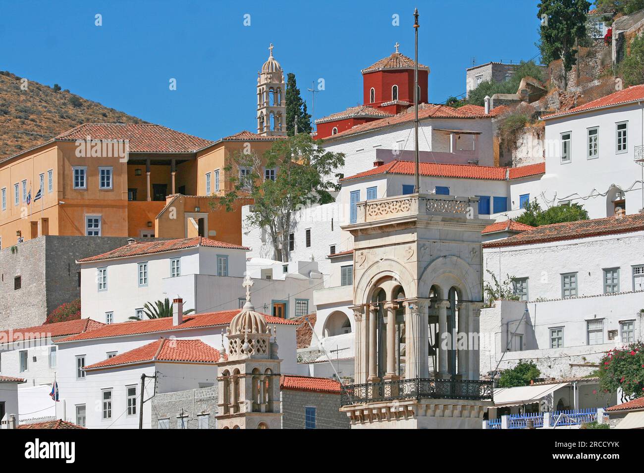 Hydra, ou Ydra ou Idra, et dans l'antiquité Hydrea, îles Saroniques, mer Egée, Grèce, Banque D'Images