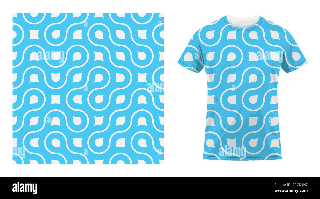 T-shirt de sport en coton à manches courtes décoré abstrait motif sans  couture bleu géométrique avec des lignes et un ornement fractal. Vêtements  d'été confortables. VE Image Vectorielle Stock - Alamy