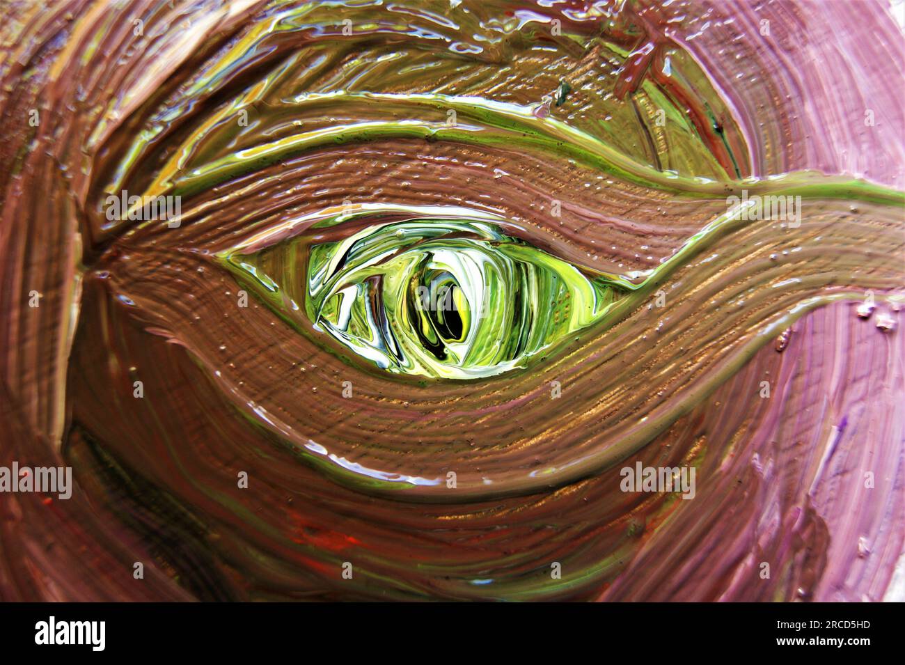Fond sombre artistique. Un œil abstrait peint avec des peintures acryliques. Banque D'Images