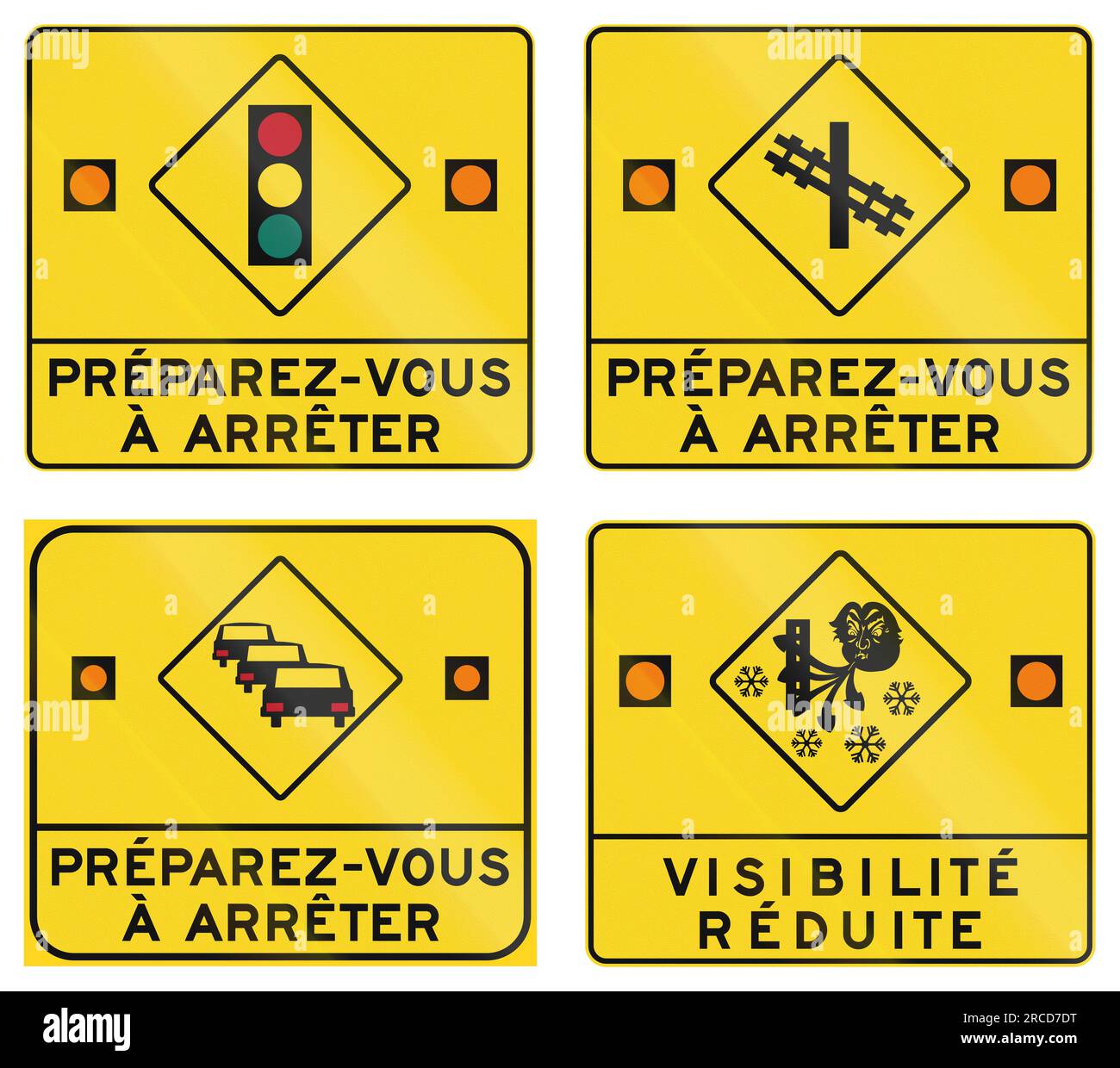 Préparez-vous à arrêter - feux de circulation au Canada français. Banque D'Images