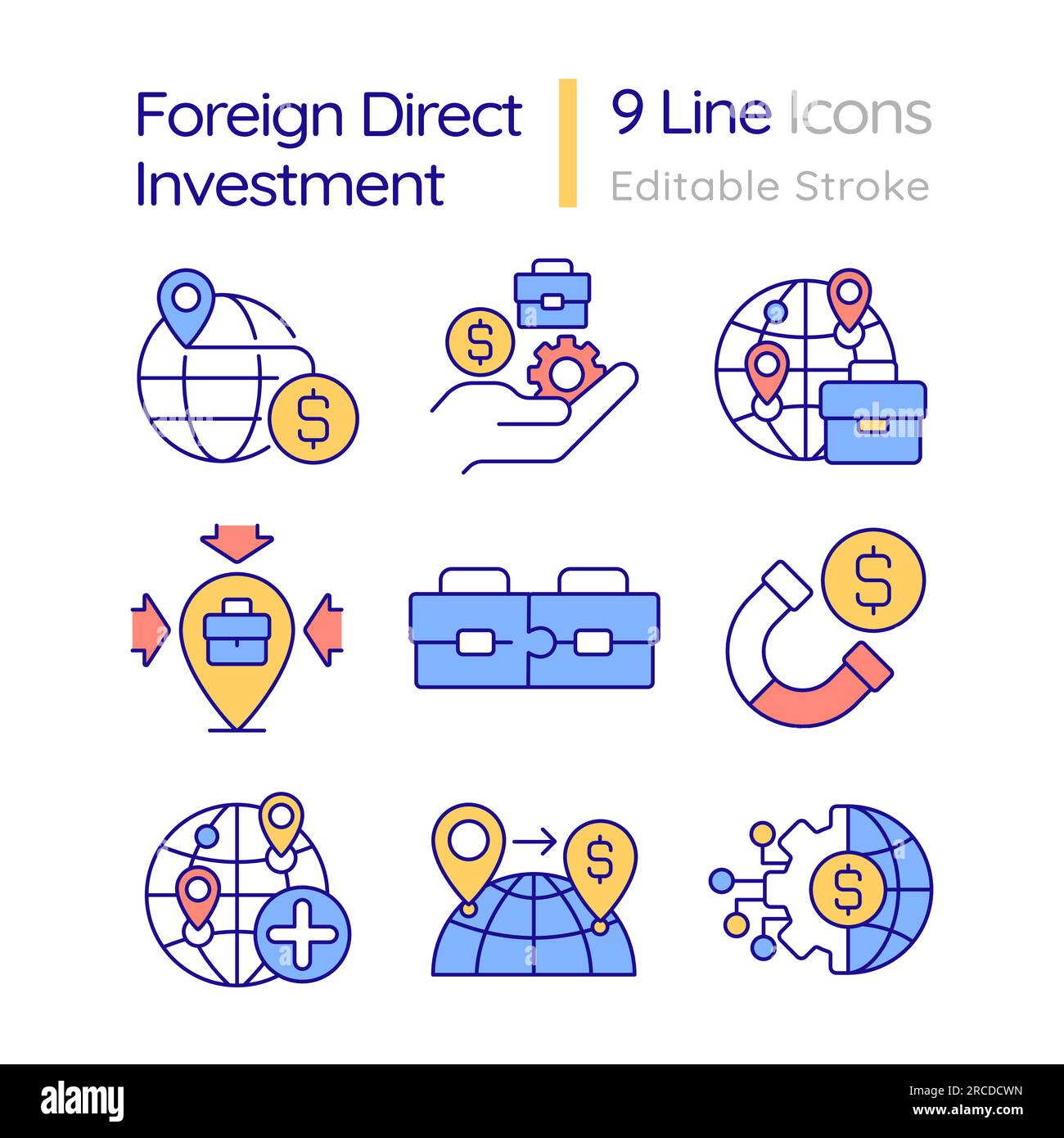 Icônes colorées personnalisables pour FDI Illustration de Vecteur