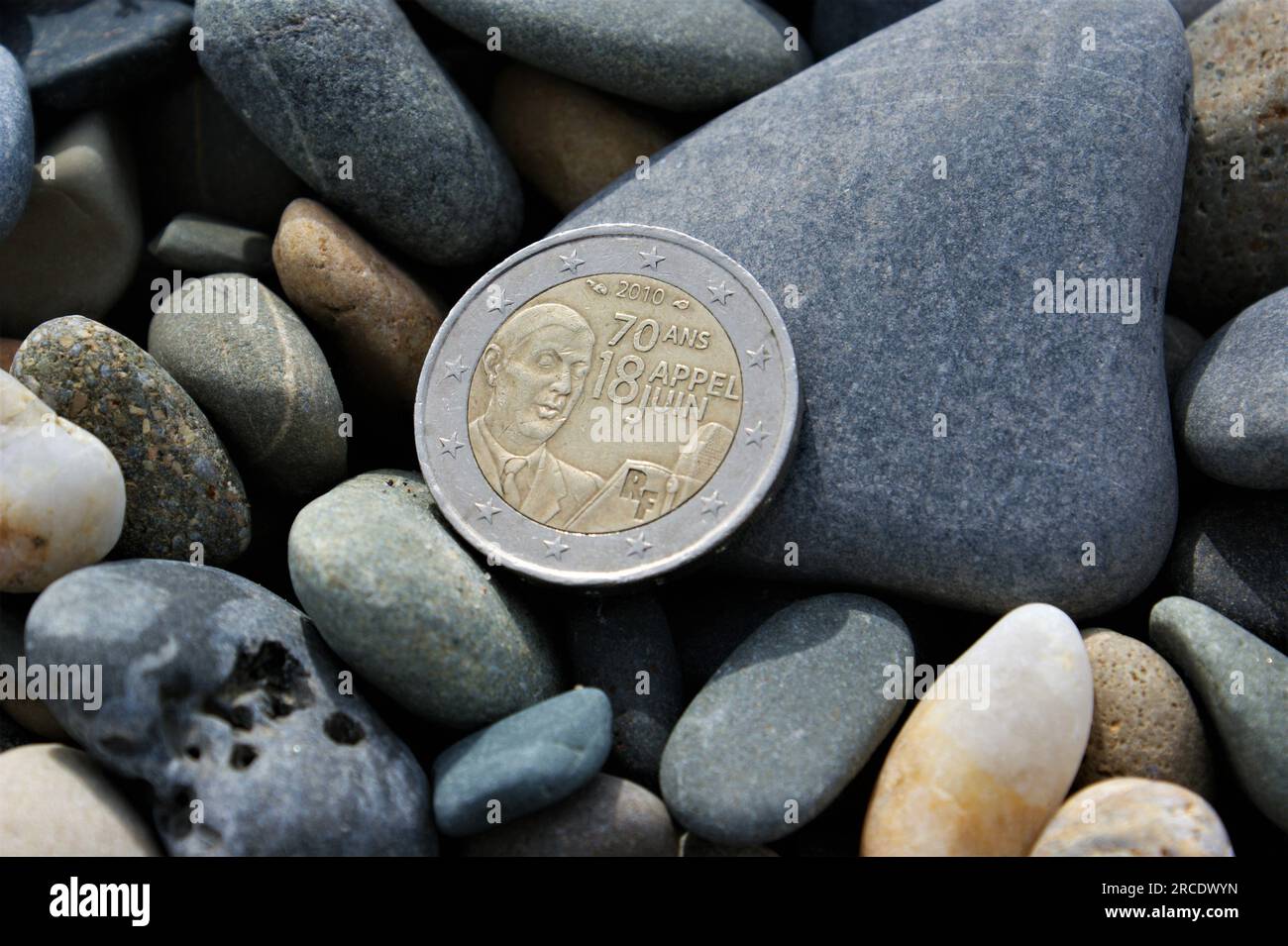 2 Euro Discours du 18 juin 1940. Pièce commémorative française en circulation. Banque D'Images