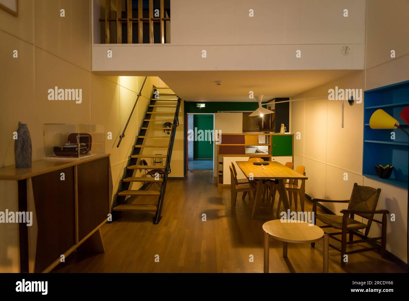 Reconstruction de l'appartement de type E2 de la Cité radieuse de Marseille par le Corbusier, , Musée de l'Architecture et du Patrimoine au Palais de CH Banque D'Images