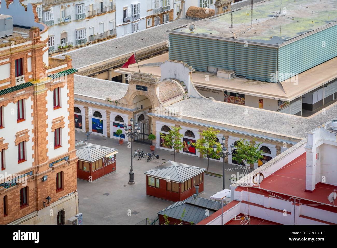 Vue aérienne du marché central - Cadix, Andalousie, Espagne Banque D'Images