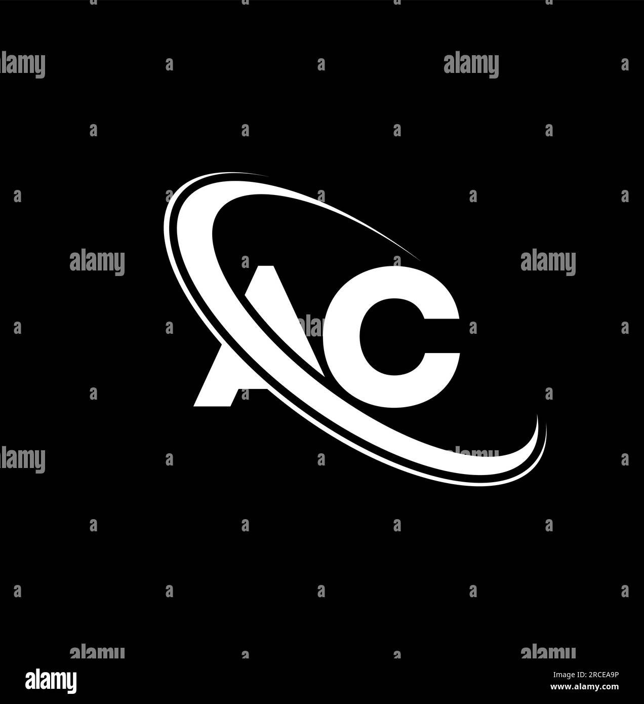 Logo AC. Conception en C. Lettre AC blanche. Conception de logo de lettre AC / A C. Lettre initiale du logo du monogramme majuscule avec cercle lié AC. Illustration de Vecteur