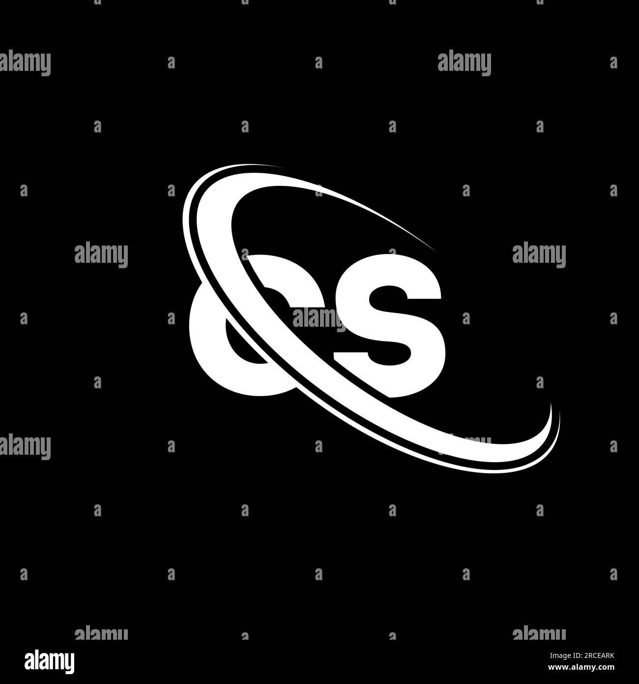 Logo CS. Conception C S Lettre CS blanche. Logo de lettre CS / C S conception. Lettre initiale du logo du monogramme majuscule du cercle lié CS. Illustration de Vecteur