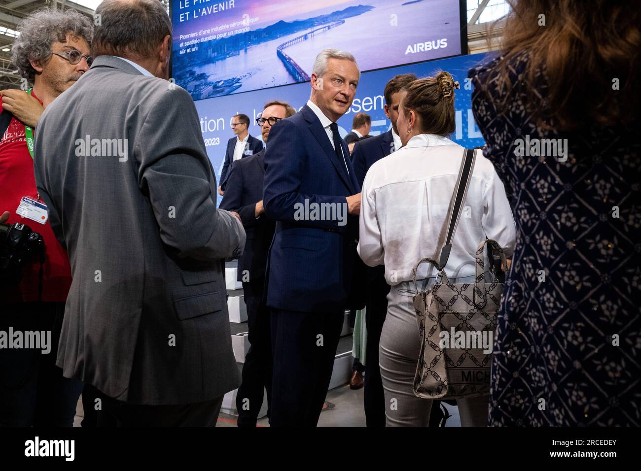 France, Occitanie, Blagnac au 2023-07-10. Bruno le Maire, ministre français de l’économie, des finances et de la souveraineté industrielle et numérique, Roland Lesc Banque D'Images