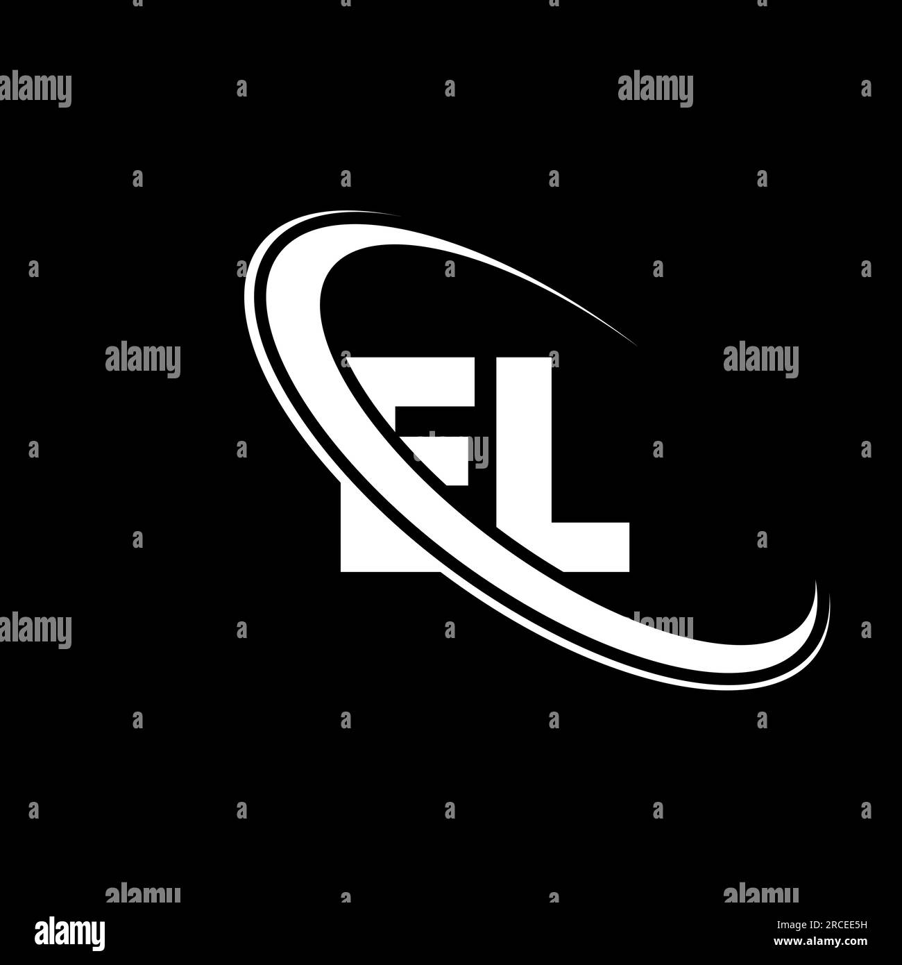 Logo EL. Conception E L. Lettre EL blanche. Logo lettre L EL/E. Lettre initiale du logo du monogramme majuscule du cercle lié EL. Illustration de Vecteur