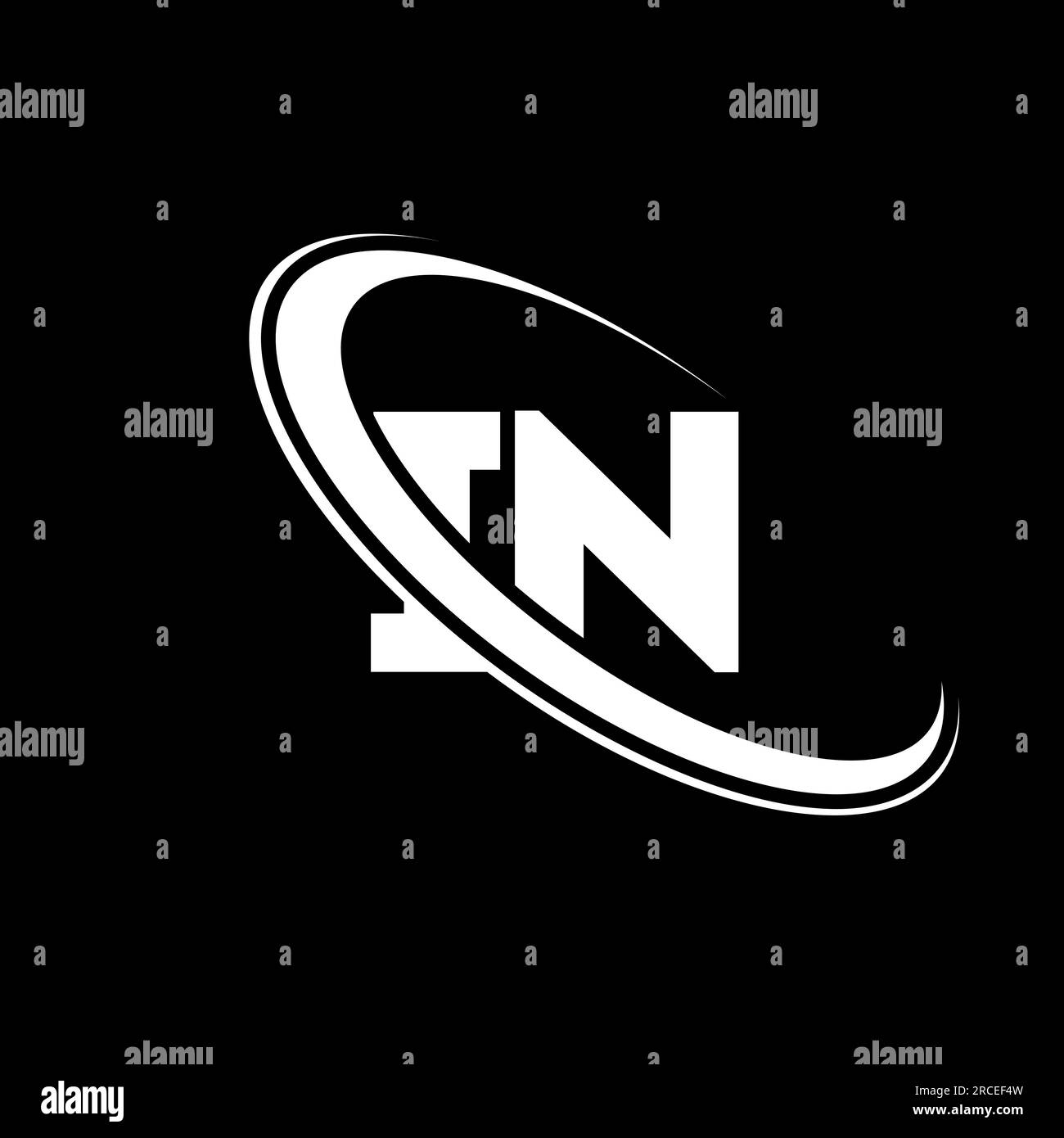 DANS le logo. Conception I N Blanc EN lettre. Design de logo IN/I N letter. Lettre initiale DANS LE cercle lié logo monogramme majuscule. Illustration de Vecteur