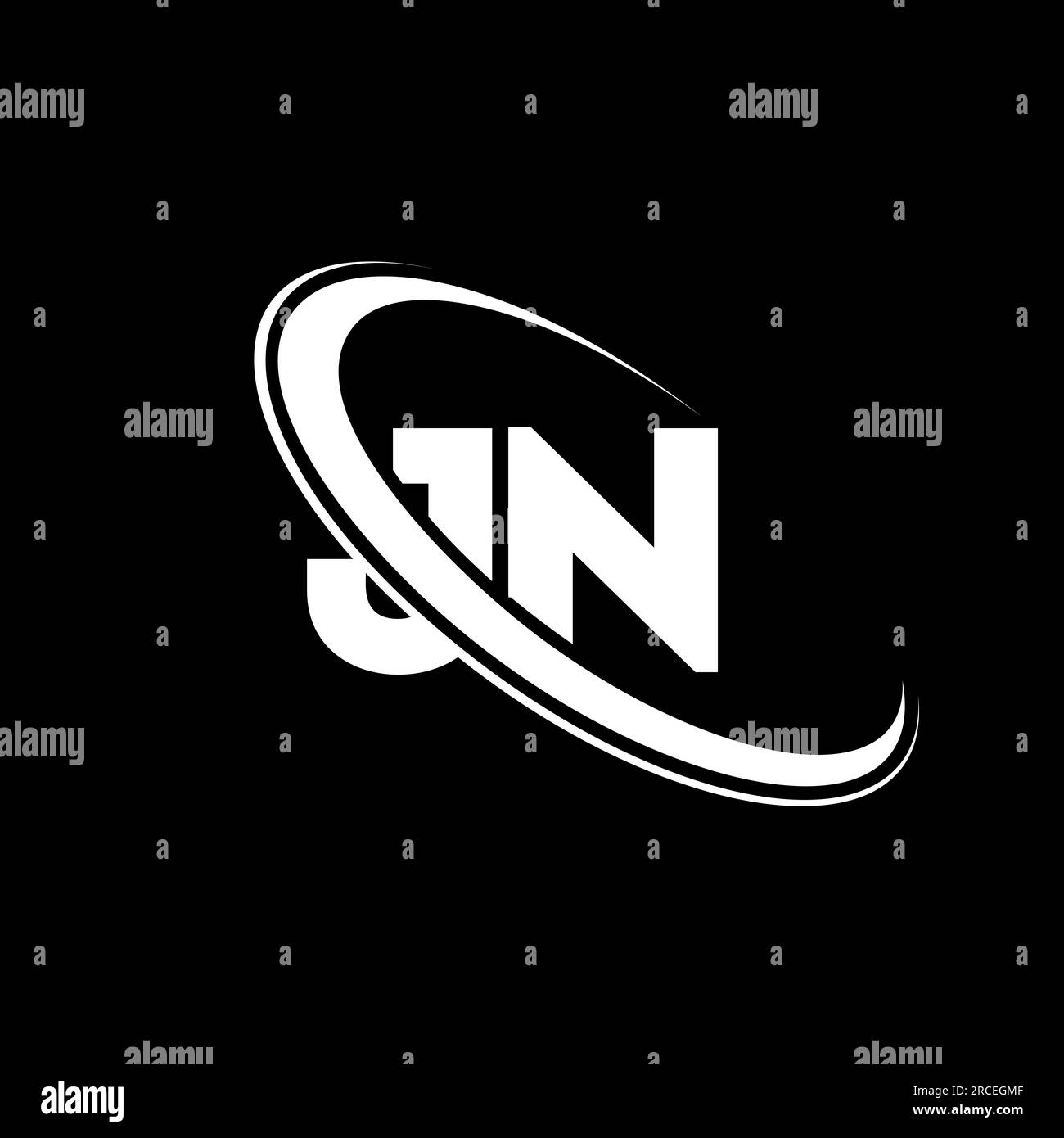Logo JN. Conception J N Lettre JN blanche. Logo JN/J N lettre. Lettre initiale JN cercle lié au logo monogramme majuscule. Illustration de Vecteur