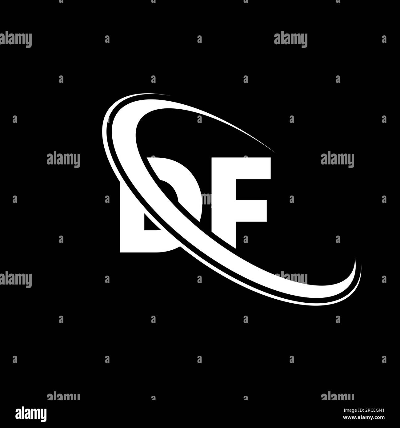 Logo DF. Conception D F. Lettre DF blanche. Design de logo DF/D F lettre. Lettre initiale DF cercle lié au logo monogramme majuscule. Illustration de Vecteur