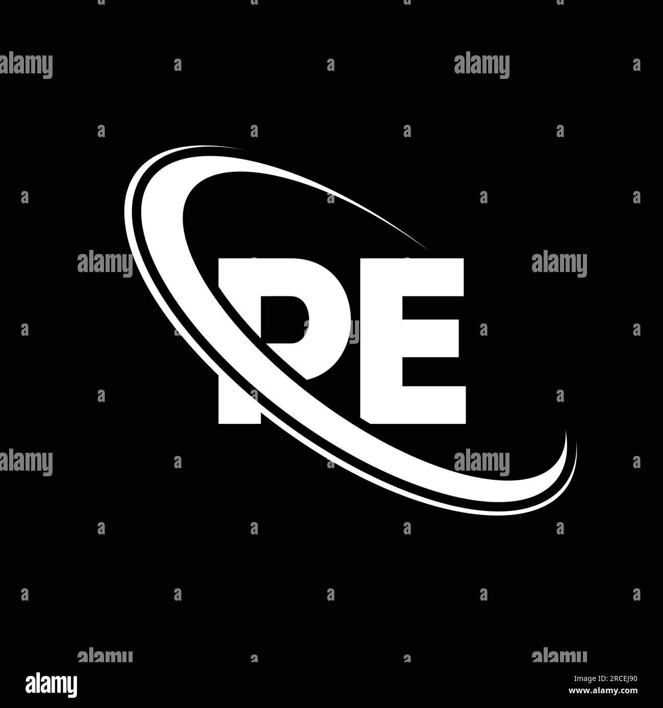 Logo PE P E lettre. Lettre initiale PE cercle supercase monogramme logo rouge et bleu. Logo PE, conception P E. Illustration de Vecteur