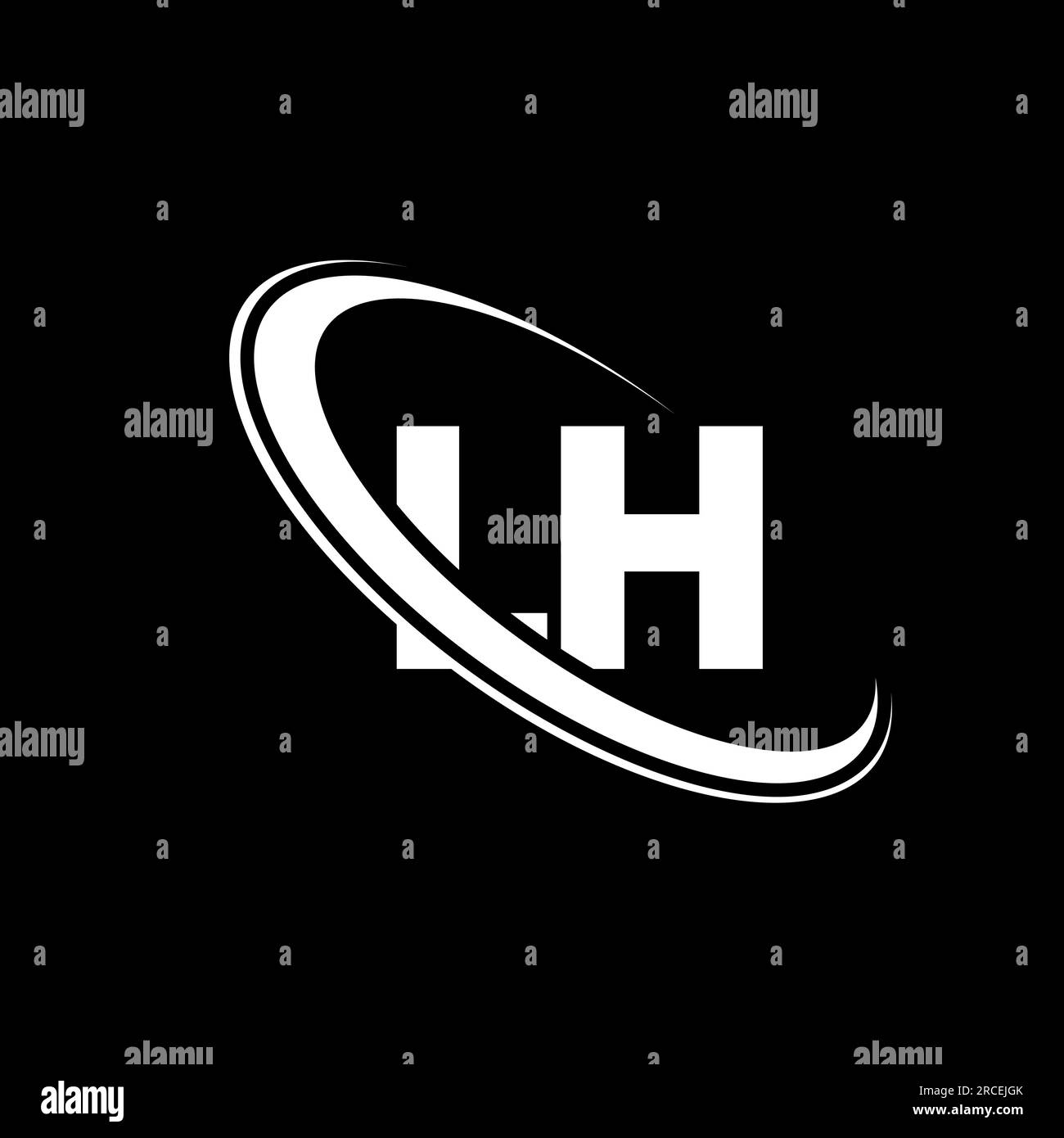 Logo gauche. Conception L H. Lettre blanche gauche. Logo LH/L H. Lettre initiale du logo monogramme en majuscules du cercle lié à la gauche. Illustration de Vecteur