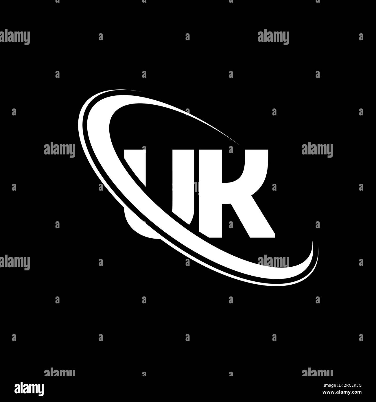 Logo UK. Conception U K. Lettre britannique blanche. Logo UK / U K lettre. Lettre initiale du logo monogramme en majuscules avec cercle lié au Royaume-Uni. Illustration de Vecteur