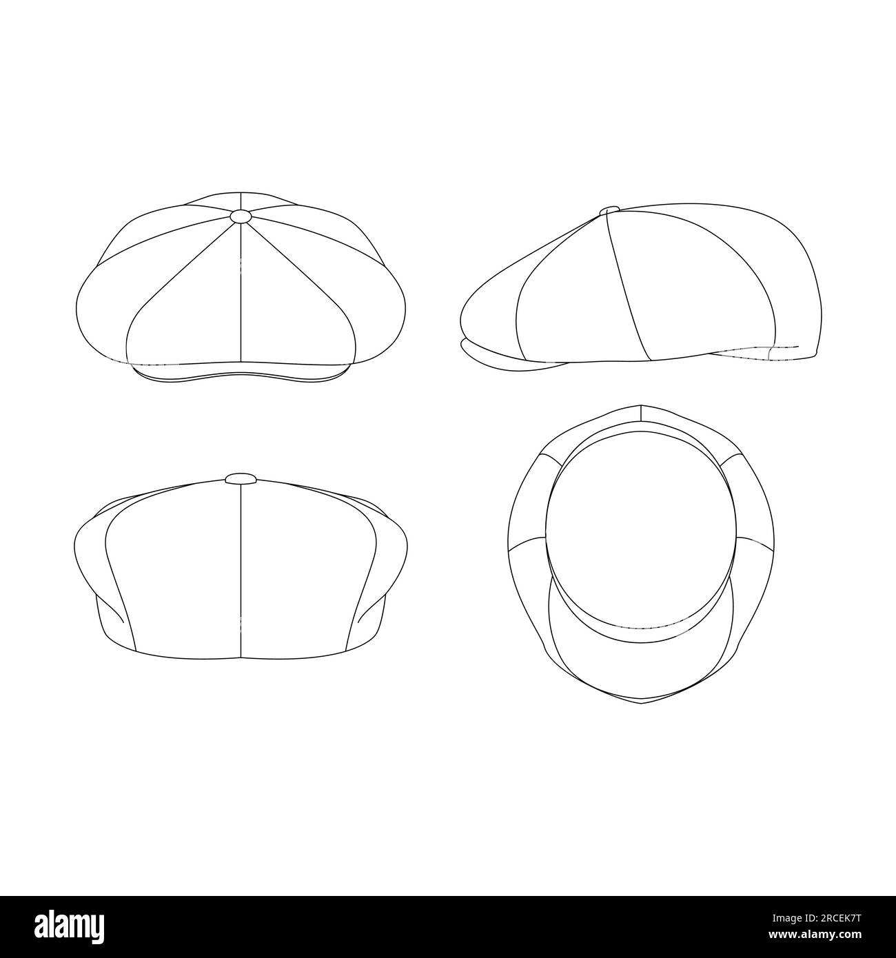 Modèle chapeau de pomme illustration vectorielle esquisse plate conception contour couvre-chef Illustration de Vecteur