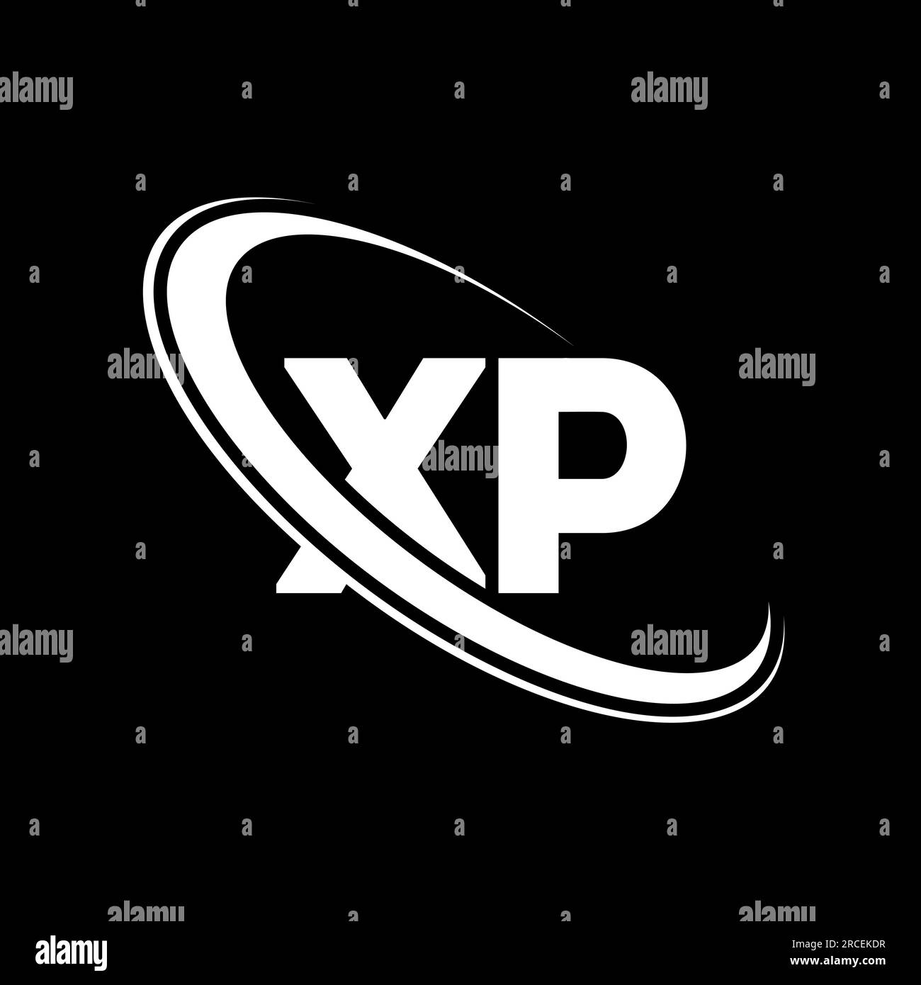 Logo XP. Conception X P. Lettre XP blanche. Logo de lettre XP/X P. Lettre initiale XP cercle lié au logo monogramme majuscule. Illustration de Vecteur