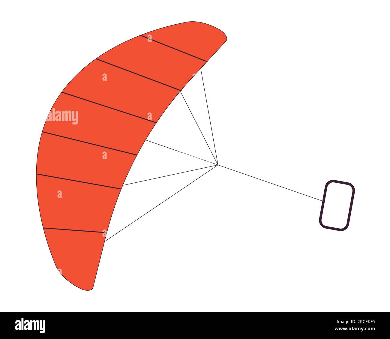 Cerf-volant de matériel de kitesurf objet vectoriel isolé de couleur de ligne plate Illustration de Vecteur