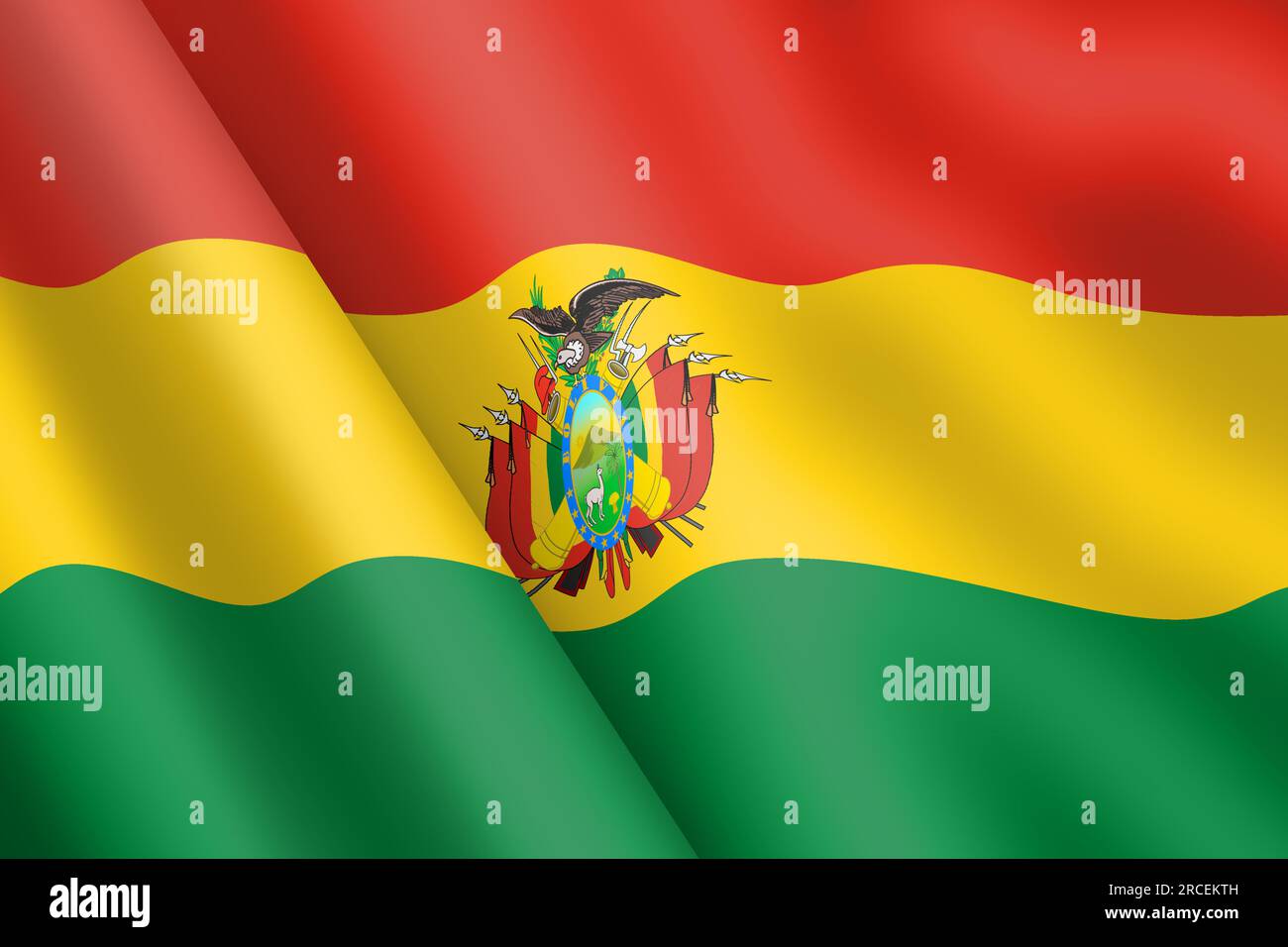 Bolivie agitant drapeau 3d illustration ondulation du vent Banque D'Images