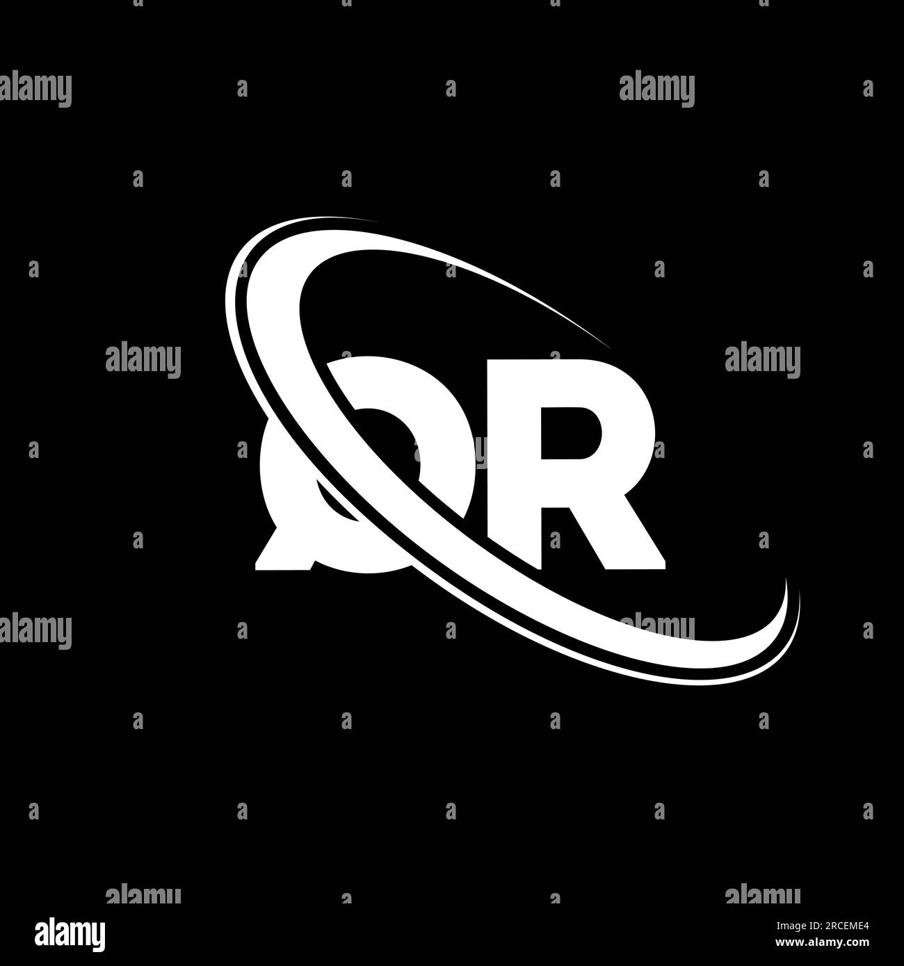 Logo QR. Conception Q R. Lettre QR blanche. Logo de lettre QR / Q R. Lettre initiale QR cercle lié au logo monogramme majuscule. Illustration de Vecteur