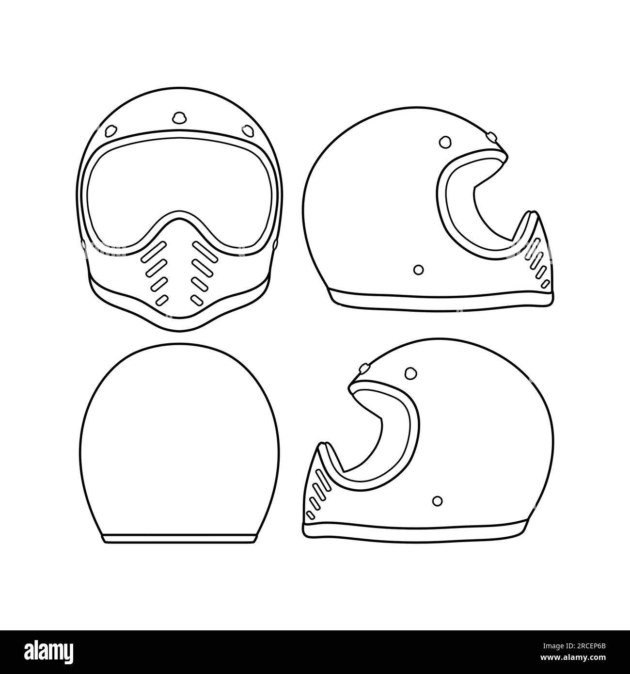 Modèle casque pleine face contour conception plate Illustration de Vecteur