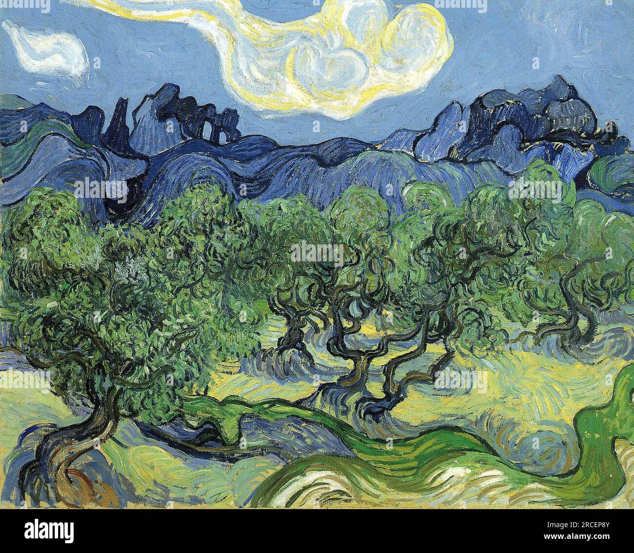 Les Alpilles aux oliviers à l'avant-plan 1889 ; Saint-rémy-de-provence, France de Vincent van Gogh Banque D'Images