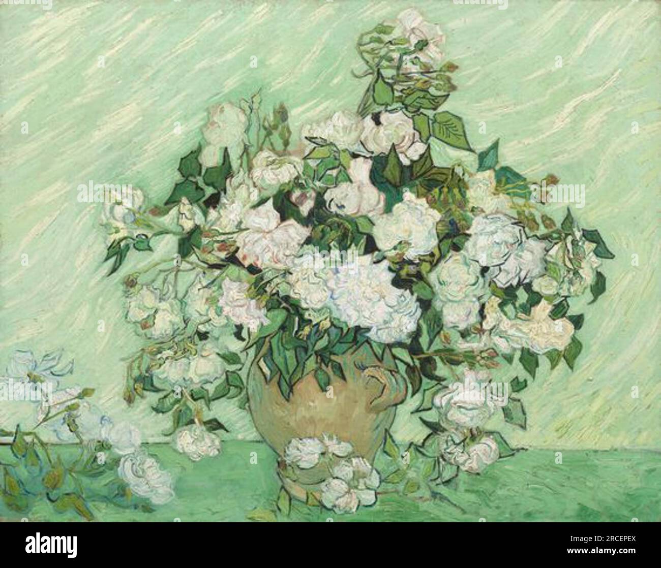 Vase avec roses roses roses 1890 par Vincent van Gogh Banque D'Images