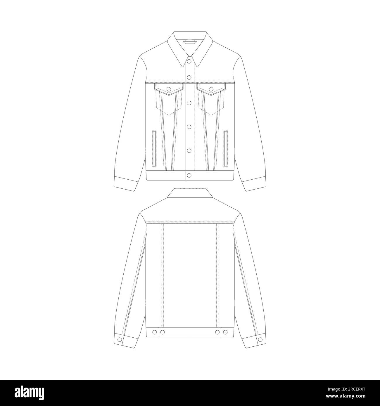 Modèle jeans veste Vector illustration plat esquisse contour de conception Illustration de Vecteur