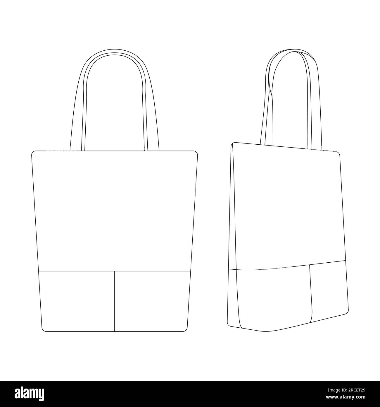 Modèle cuir totepack Vector illustration contour de conception d'esquisse plate Illustration de Vecteur