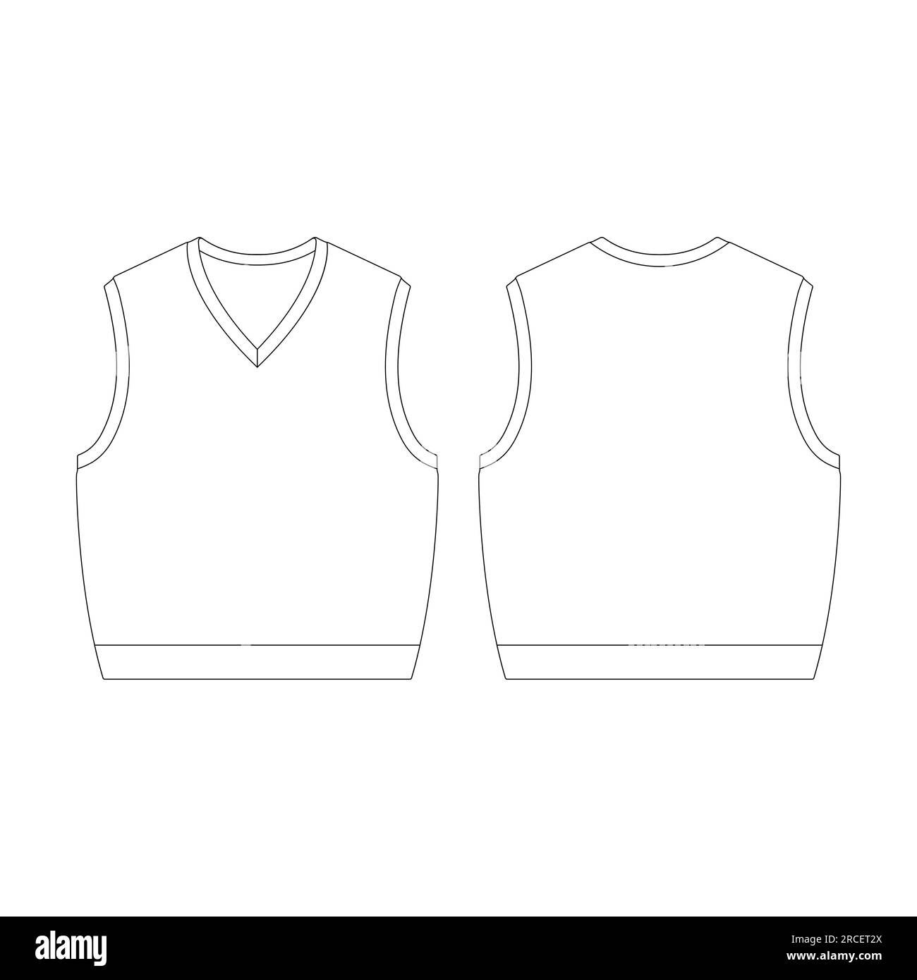 Modèle col en V gilet gilet illustration vectorielle de dessin plat contour de conception Illustration de Vecteur