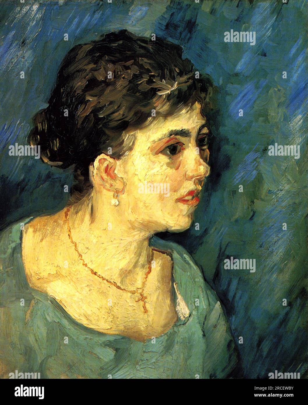 Portrait de femme en Bleu 1885 ; Anvers, Belgique par Vincent van Gogh Banque D'Images