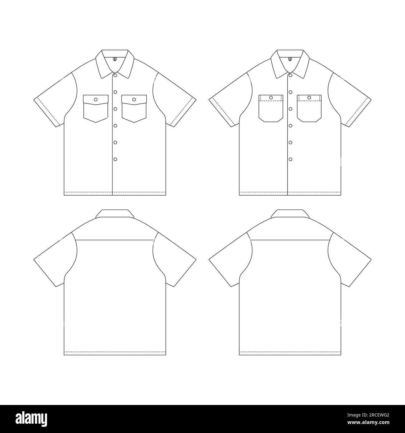 Modèle de travail chemise illustration vectorielle plat design contour collection de vêtements Illustration de Vecteur