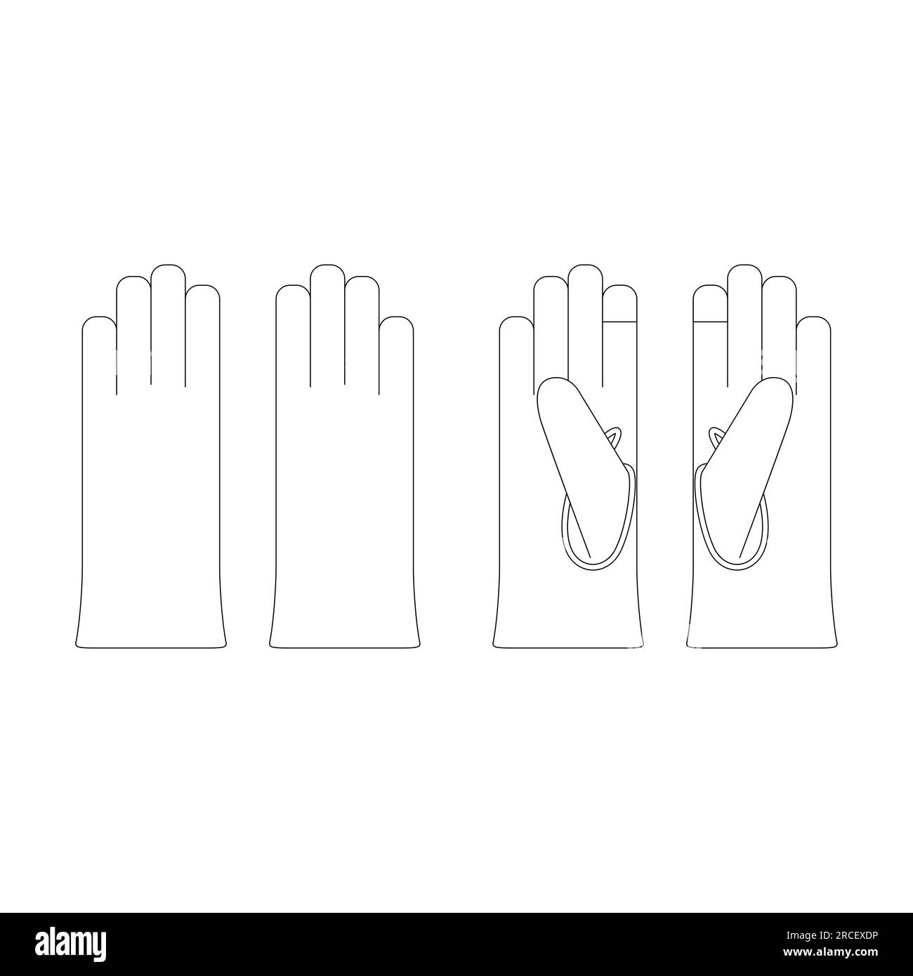 Modèle écran tactile gants en cuir illustration vectorielle esquisse plate conception aperçu évaluations Illustration de Vecteur