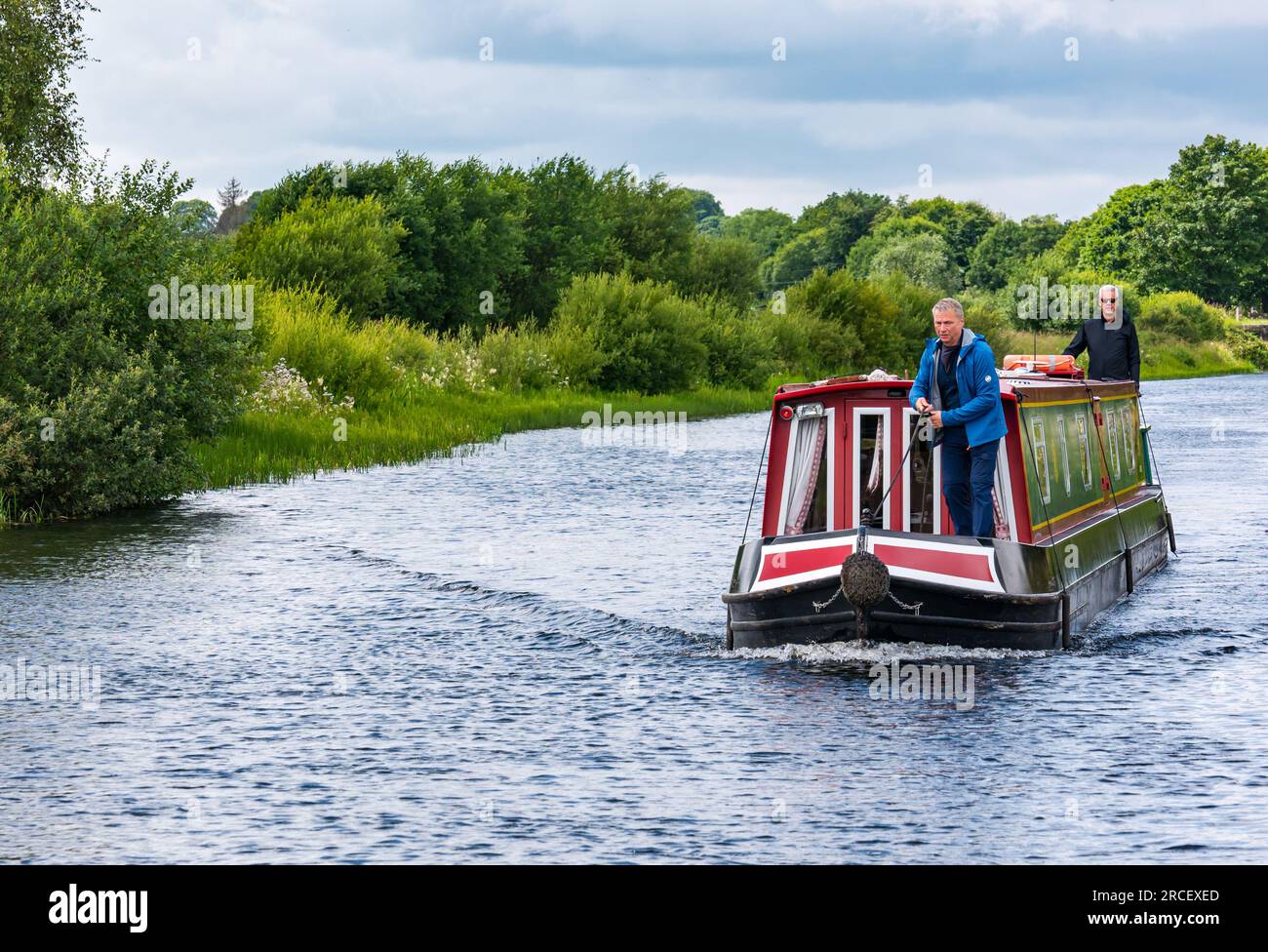 Bateau canal ou barge sur Forth et Clyde Canal, Écosse, Royaume-Uni Banque D'Images