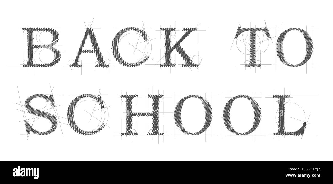 Le texte de retour à l'école. Bannière vectorielle faite avec stylo. Projet de style concepteur ou ingénieur avec lignes et griffonnage Illustration de Vecteur