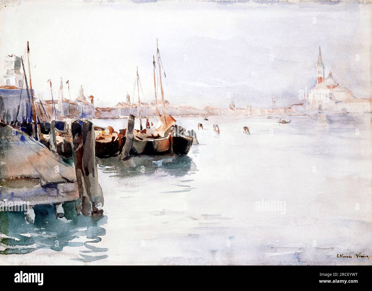 Venise de l'artiste américaine Elizabeth Nourse (1859-1938), aquarelle sur traces de crayon, 1891 Banque D'Images