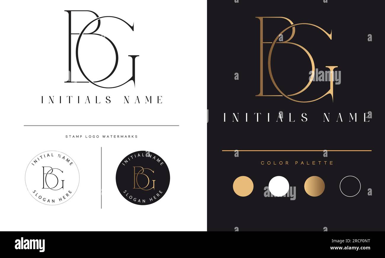 Design de logo de lettre de texte initiale de monogramme de luxe BG ou GB Illustration de Vecteur