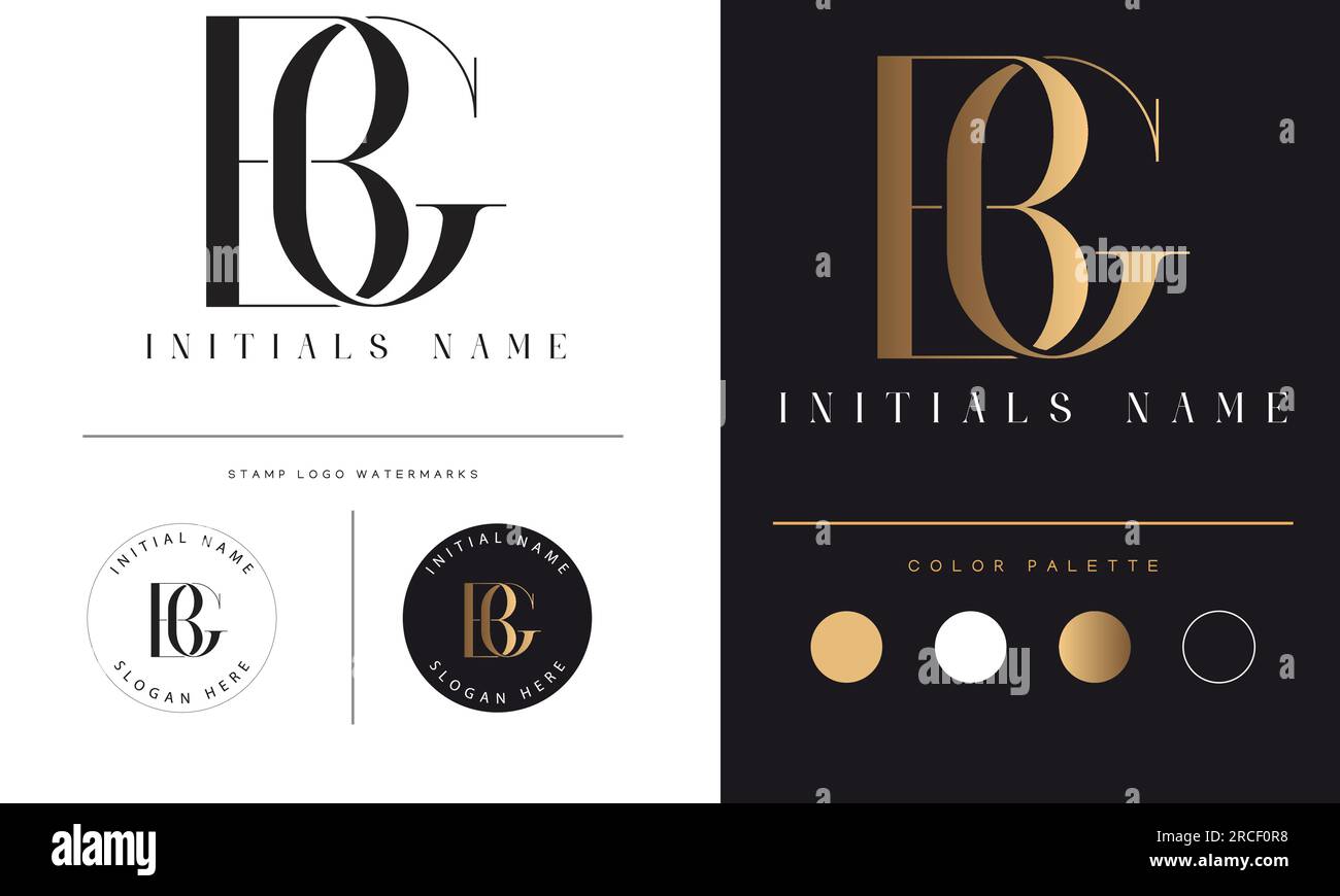 Design de logo de lettre de texte initiale de monogramme de luxe BG ou GB Illustration de Vecteur