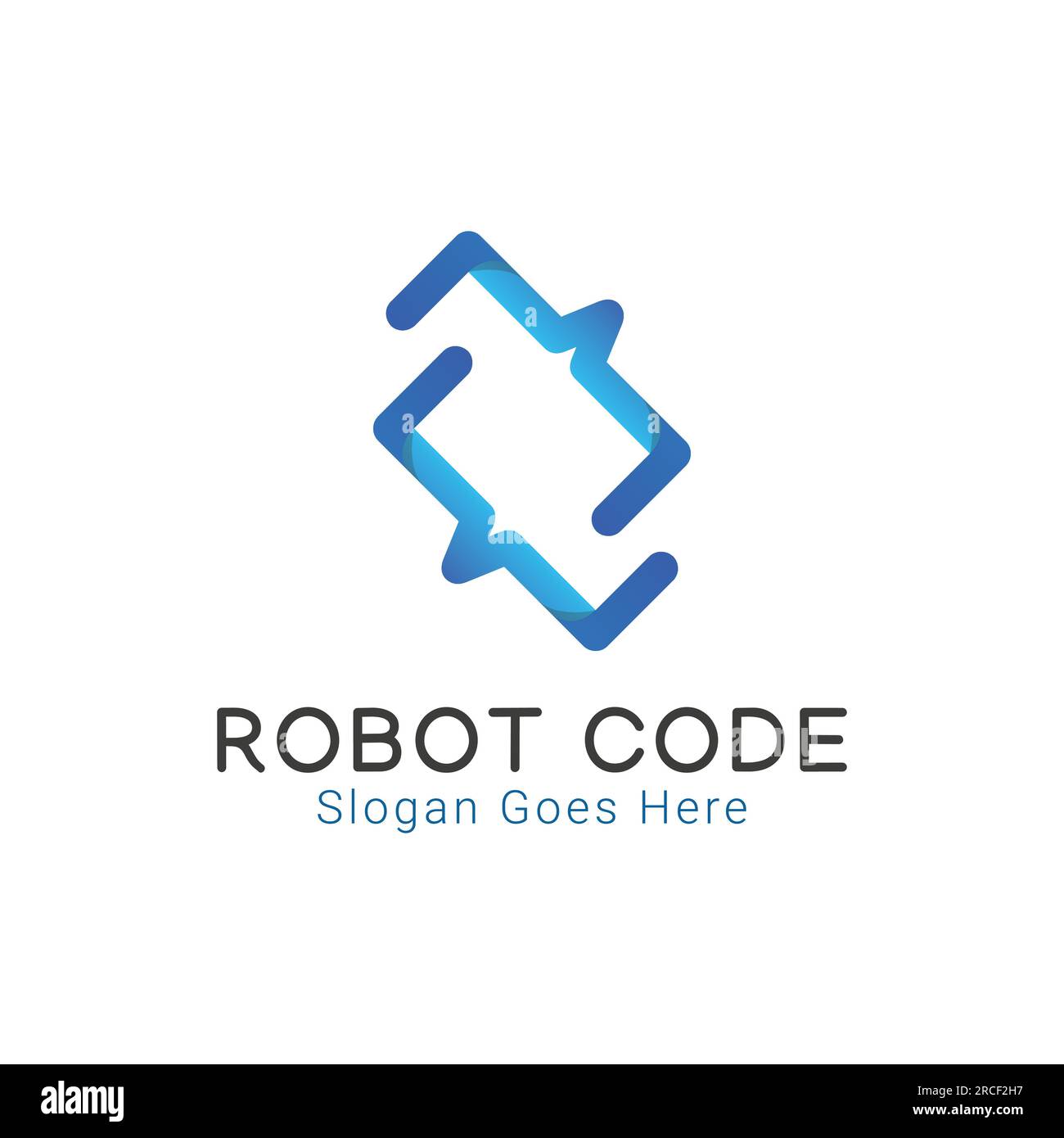 Robot Code logo Design ai Human robot logotype programmation de codage informatique Illustration de Vecteur