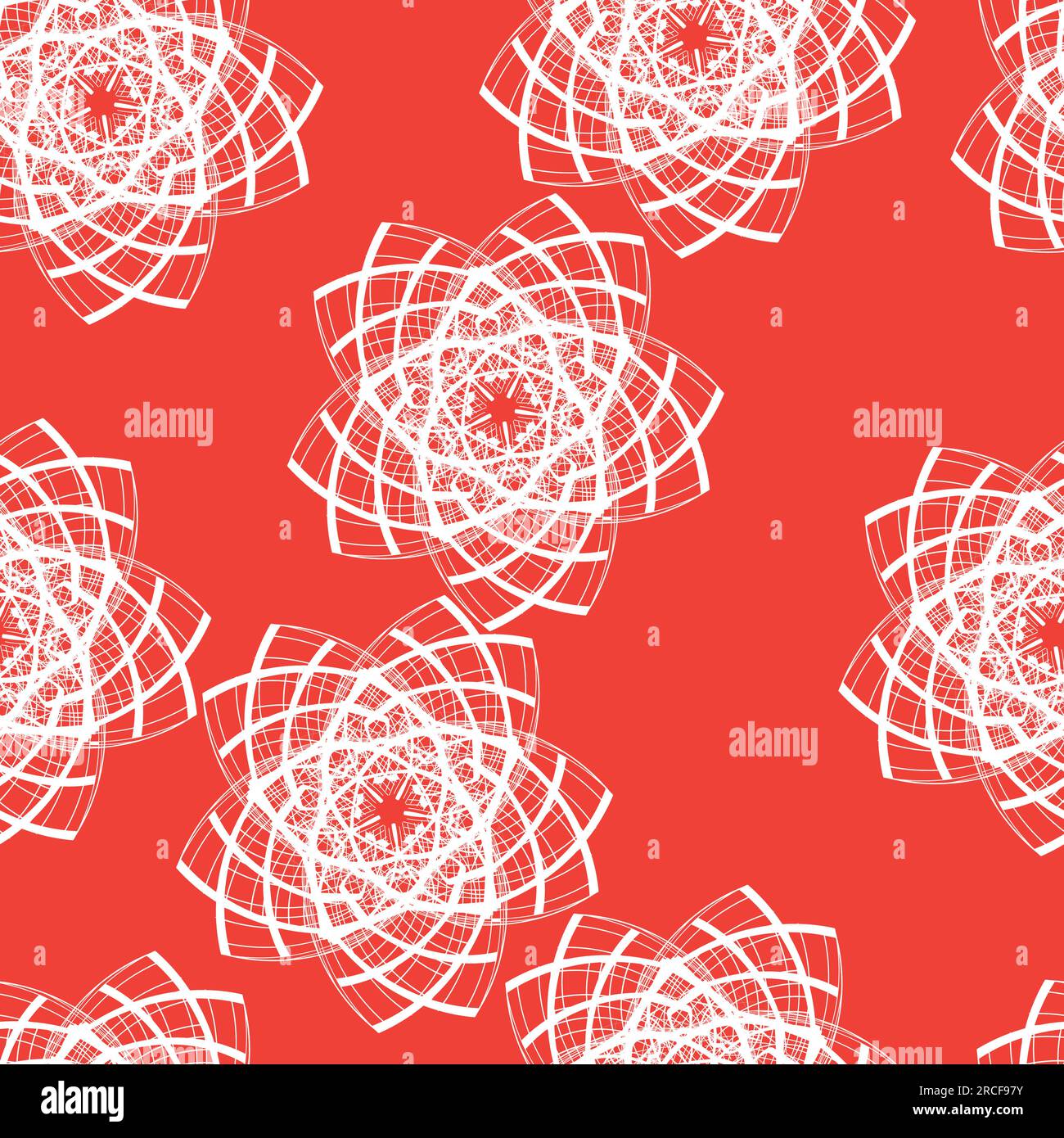 Modèle sans couture avec art de ligne d'étoiles lumineuses ; design d'étoile blanche d'art de ligne abstrait sur l'illustration vectorielle de fond rouge, peut être utilisé pour le prin de Noël Illustration de Vecteur