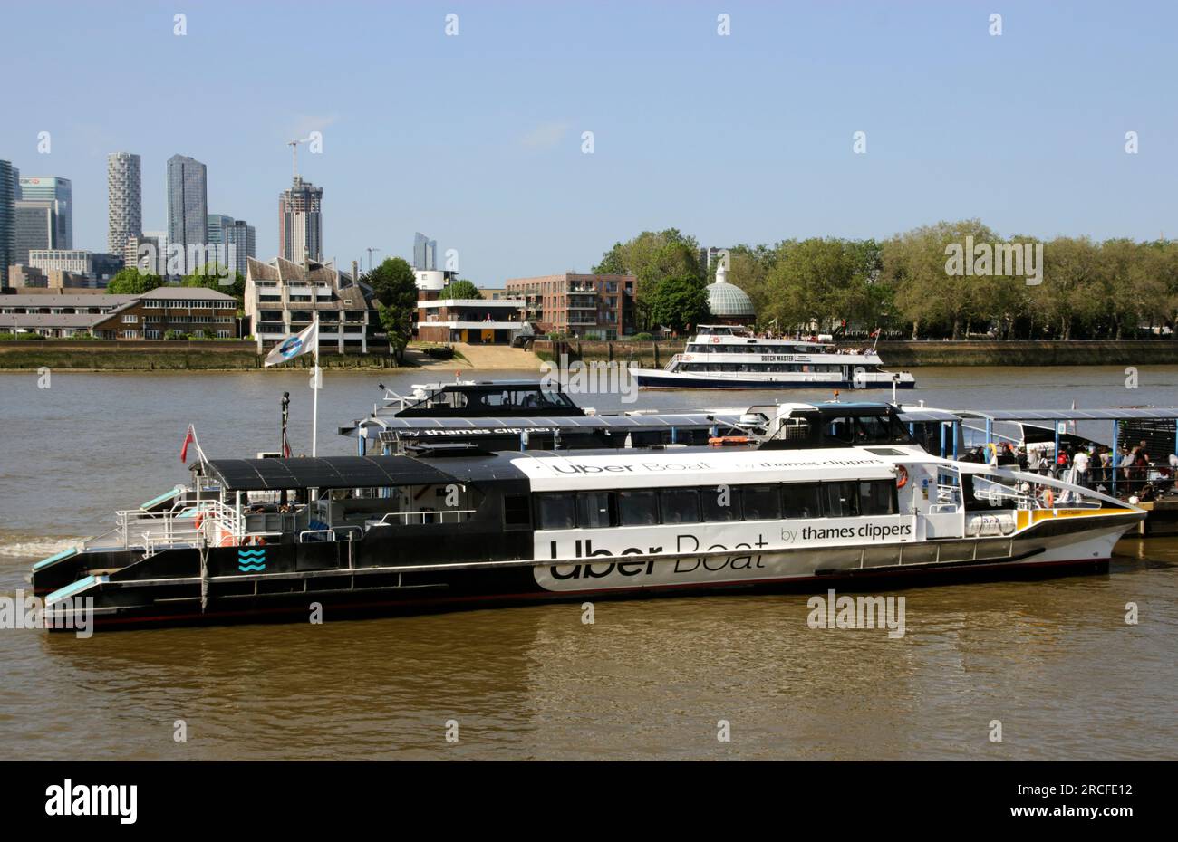 Bateau Uber par Thames Clippers Greenwich Pier Londres Banque D'Images