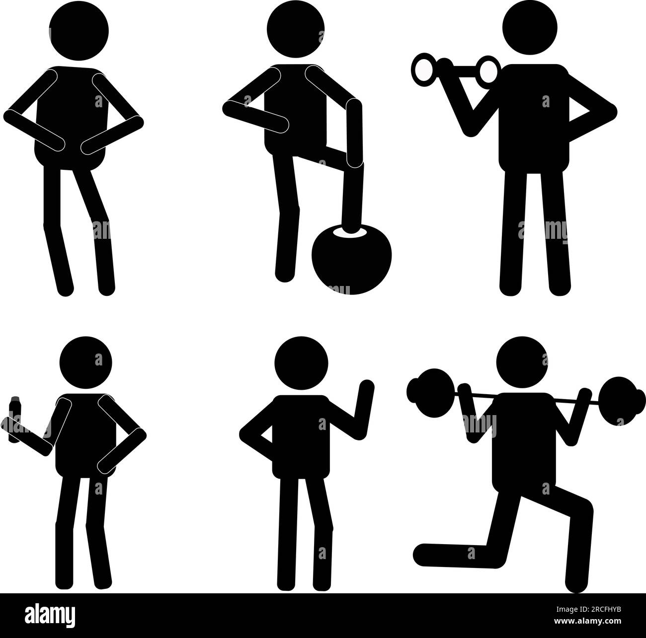 Ensemble d'exercices physiques pour homme de bâton Illustration de Vecteur