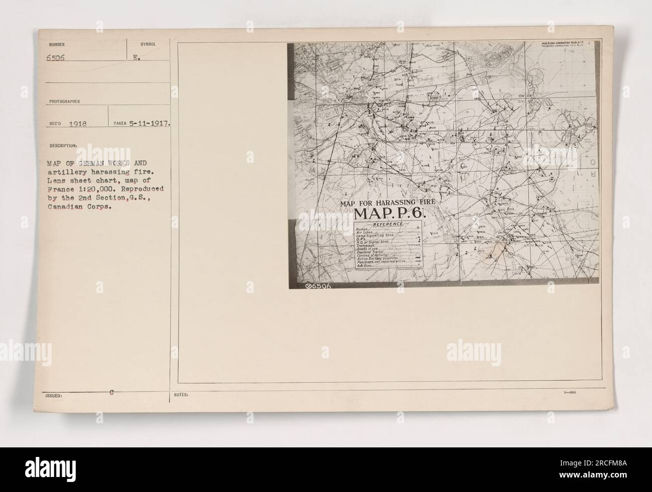 Carte des ouvrages allemands et de l'artillerie représentant les