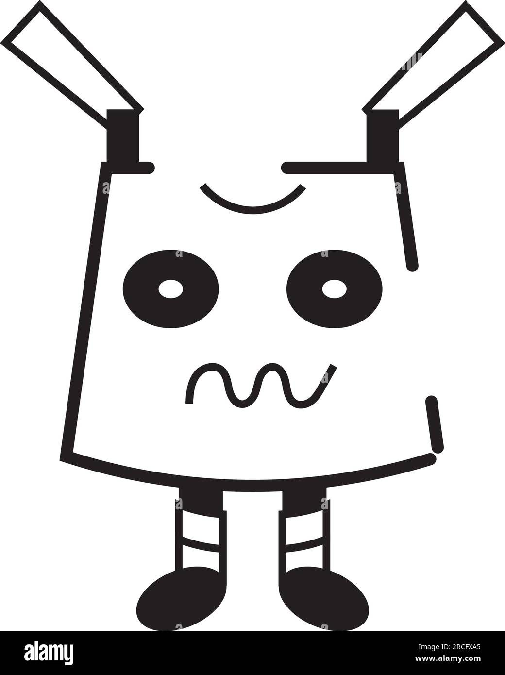 Vecteur d'icône de personnage de jouet de robot monochrome isolé Illustration de Vecteur