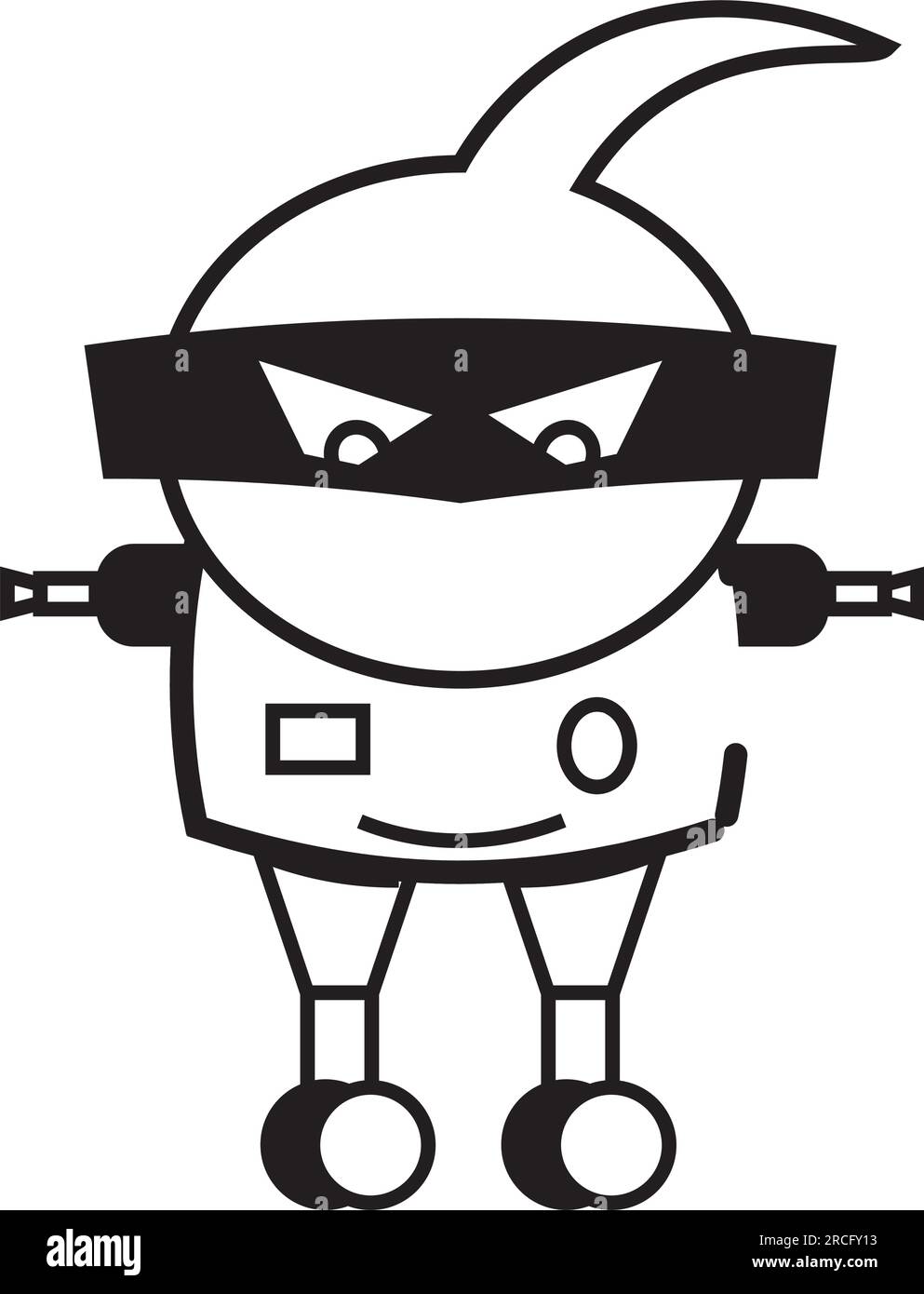 Vecteur d'icône de personnage de jouet de robot monochrome isolé Illustration de Vecteur