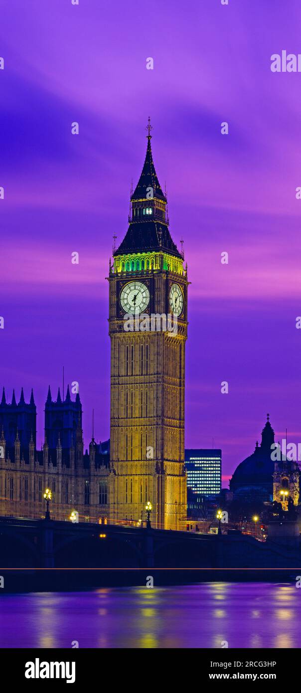 Big Ben de nuit, London, England, UK Banque D'Images