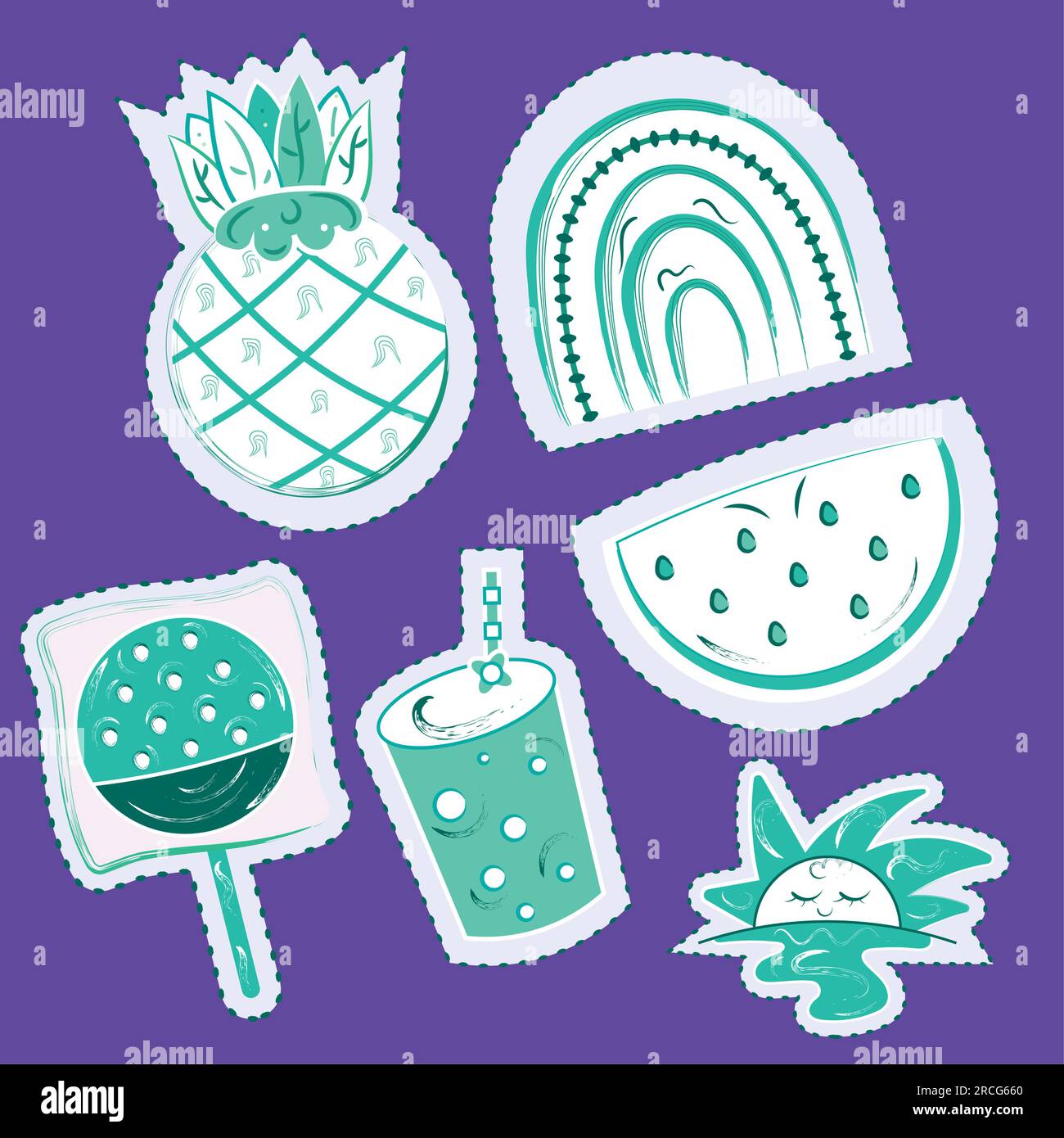 Ensemble d'icônes d'autocollant d'esquisse groovy monochrome Vector Illustration de Vecteur