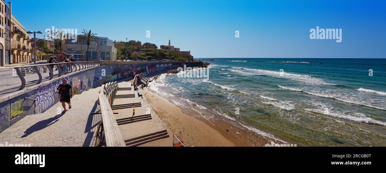 Vue sur la plage, tel Aviv, Israël Banque D'Images