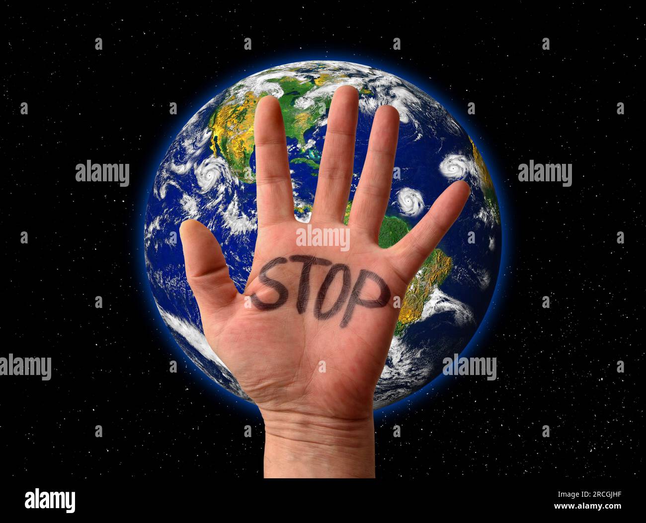 Protestation environnementale, image composite conceptuelle Banque D'Images