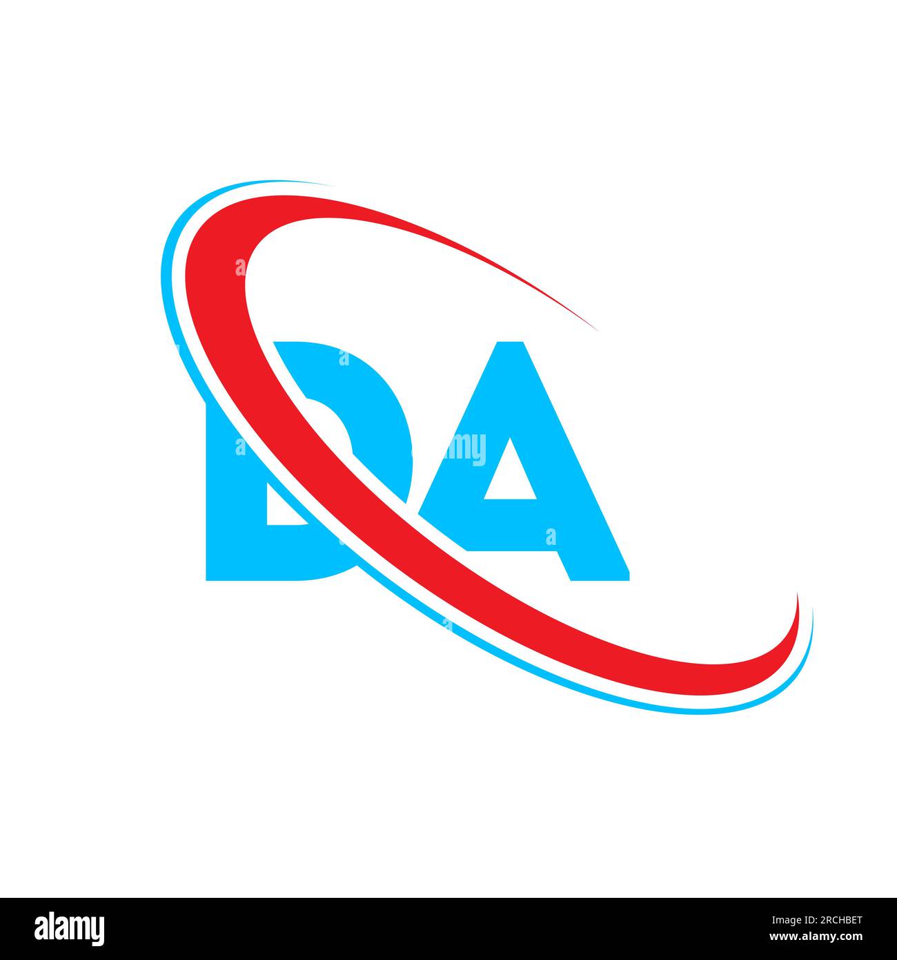 DA D A logo design de lettre. Lettre initiale DA cercle supercase monogramme logo rouge et bleu. Logo DA, D Un design Illustration de Vecteur